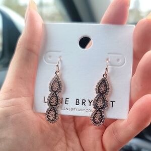 Lane Bryant Black and Pink Gold Teardrop Earrings